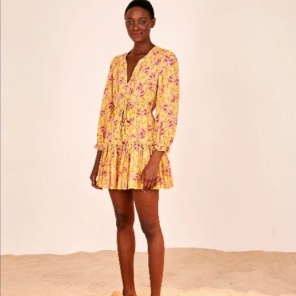 FARM RIO
Banana Sunshine Long Sleeve Cotton Dress In Multi